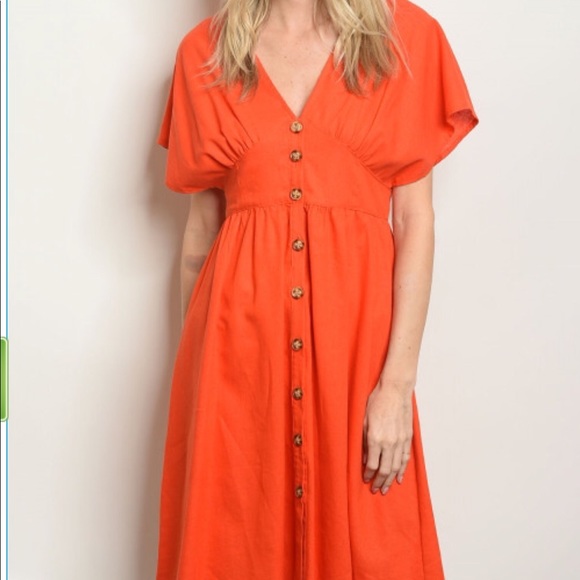 Dresses & Skirts - Sale 2 for $40! Orange  button dress medium Summer
